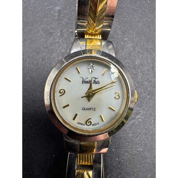 Vanity Fair Diamond Two Tone Quartz Analog Women's Watch Japan Movt Bracelet - Picture 2 of 5
